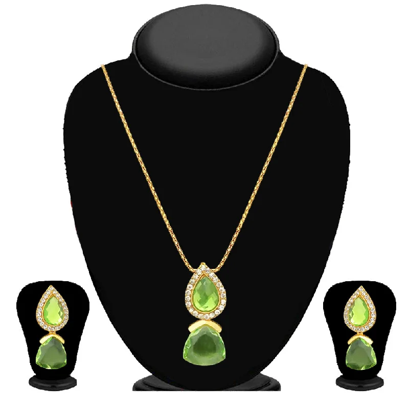 Save On Luxury Jewelry Pieces – Limited-Time Offers Kriaa Gold Plated Green Stone Chain Pendant Set Save On Luxury Jewelry Pieces – Limited-Time Offers Kriaa Gold Plated Green Stone Chain Pendant Set