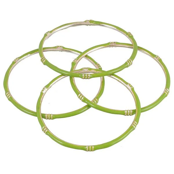 Luxury Handcrafted Jewelry For Elegant Looks Kriaa Green Gold Plated Set Of 4 Bangle Sets Luxury Handcrafted Jewelry For Elegant Looks Kriaa Green Gold Plated Set Of 4 Bangle Sets