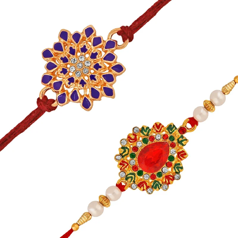 Upgrade Your Jewelry Collection For Less Mahi Combo of 2 Colorful Floral Rakhis with Meena Work and Crystals for Bhaiya / Brother (RCO1105431M) Upgrade Your Jewelry Collection For Less Mahi Combo of 2 Colorful Floral Rakhis with Meena Work and Crystals for Bhaiya / Brother (RCO1105431M)