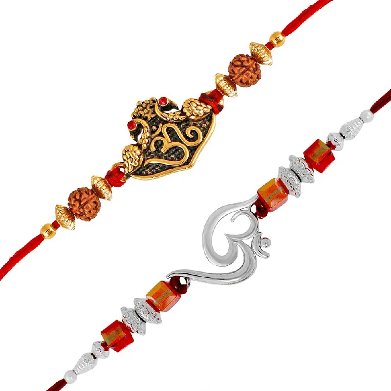 Shop High-Quality Jewelry At Jaw-Dropping Discounts Mahi Combo of 2 om Rakhis with Rudrakshaa and Crystals for Bhaiya / Brother (RCO1105423M) Shop High-Quality Jewelry At Jaw-Dropping Discounts Mahi Combo of 2 om Rakhis with Rudrakshaa and Crystals for Bhaiya / Brother (RCO1105423M)