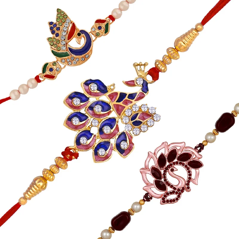 Unlock Unbeatable Jewelry Deals Before They’Re Gone Mahi Combo of 3 Charming Peacock Shaped Rakhis with Meenakari Work and Crystals for Brothers (RCO1105534M) Unlock Unbeatable Jewelry Deals Before They’Re Gone Mahi Combo of 3 Charming Peacock Shaped Rakhis with Meenakari Work and Crystals for Brothers (RCO1105534M)
