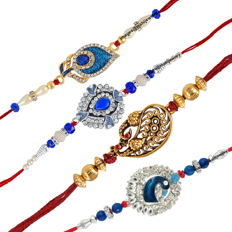 Shop Elegant Jewelry At Unbeatable Prices Mahi Combo of 4 Peacock Inspired Meenakari Crystal Studded Rakhis for Adorable Brothers/Bhaiya RTCO1104963M Shop Elegant Jewelry At Unbeatable Prices Mahi Combo of 4 Peacock Inspired Meenakari Crystal Studded Rakhis for Adorable Brothers/Bhaiya RTCO1104963M