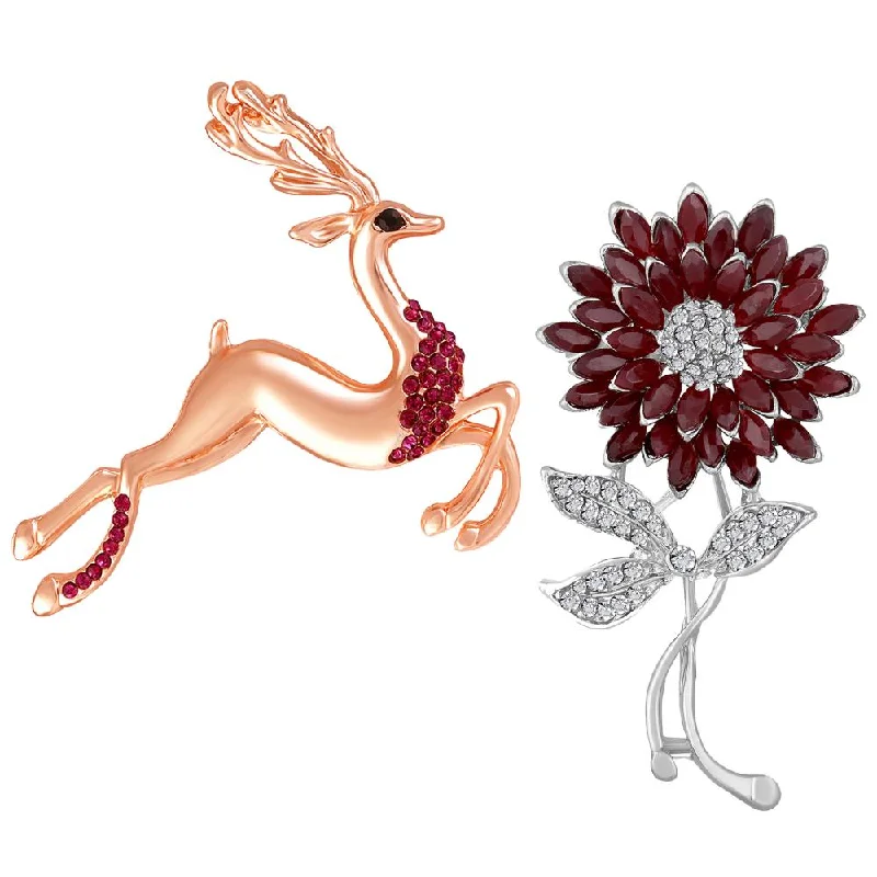 Grab Your Favorite Jewelry At The Lowest Prices Mahi Combo of Brown and white Crystals Floral, Deer-Shaped Wedding Brooch Grab Your Favorite Jewelry At The Lowest Prices Mahi Combo of Brown and white Crystals Floral, Deer-Shaped Wedding Brooch
