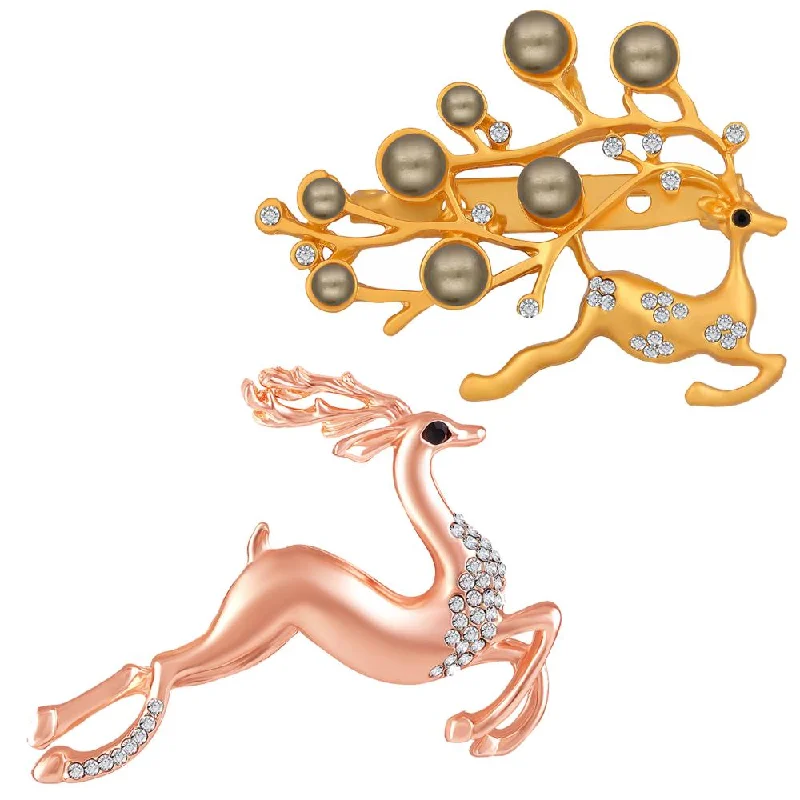 Handcrafted Jewelry Sale – Unique Designs At Low Prices Mahi Combo of Brown and white Crystals Deer-Shaped Wedding Brooch Handcrafted Jewelry Sale – Unique Designs At Low Prices Mahi Combo of Brown and white Crystals Deer-Shaped Wedding Brooch