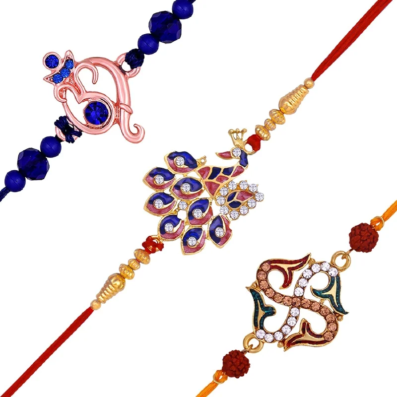 Get Ready To Sparkle – Special Jewelry Discounts Mahi Combo of Combo of Ganpati Swastik and Peacock Shaped Rakhi's with Meena Enamel and Multicolor Cystals for Bhai (RCO1105539M) Get Ready To Sparkle – Special Jewelry Discounts Mahi Combo of Combo of Ganpati Swastik and Peacock Shaped Rakhi's with Meena Enamel and Multicolor Cystals for Bhai (RCO1105539M)