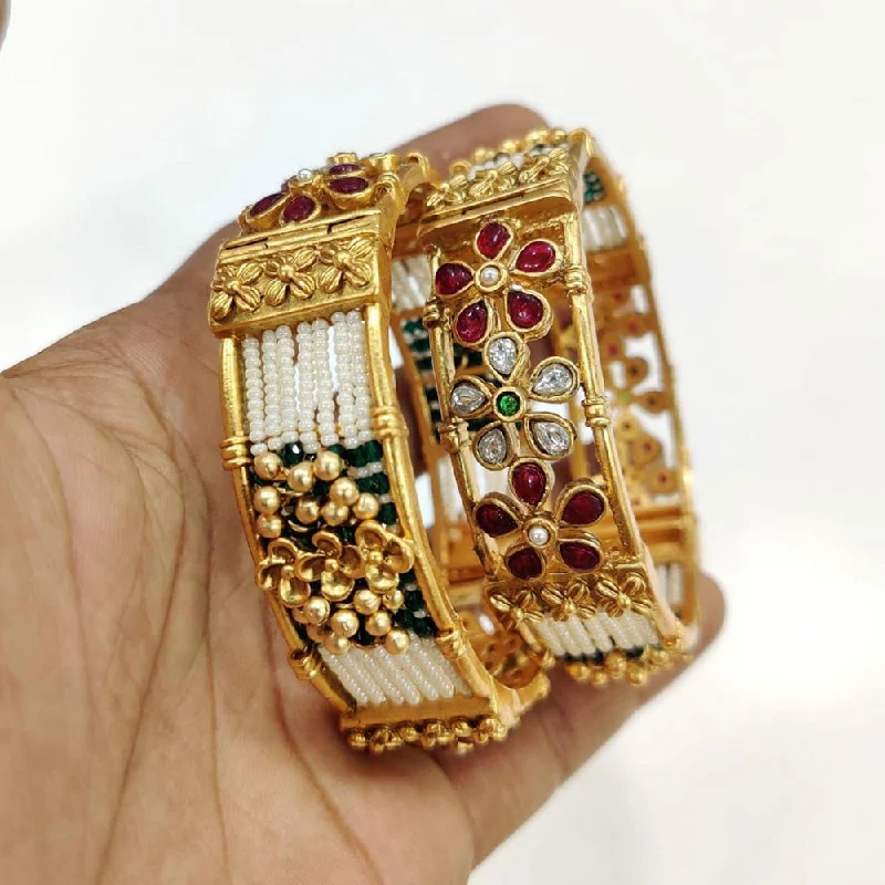 Romantic Heart-Shaped Jewelry For Special Gifts Manisha Gold Plated Copper Bangle Set Romantic Heart-Shaped Jewelry For Special Gifts Manisha Gold Plated Copper Bangle Set
