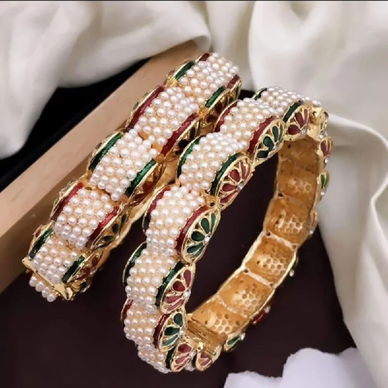 Premium Diamond Jewelry For Unforgettable Moments Manisha Jewellery Gold Plated Crystal Stone And Pearls Bangle Set Premium Diamond Jewelry For Unforgettable Moments Manisha Jewellery Gold Plated Crystal Stone And Pearls Bangle Set