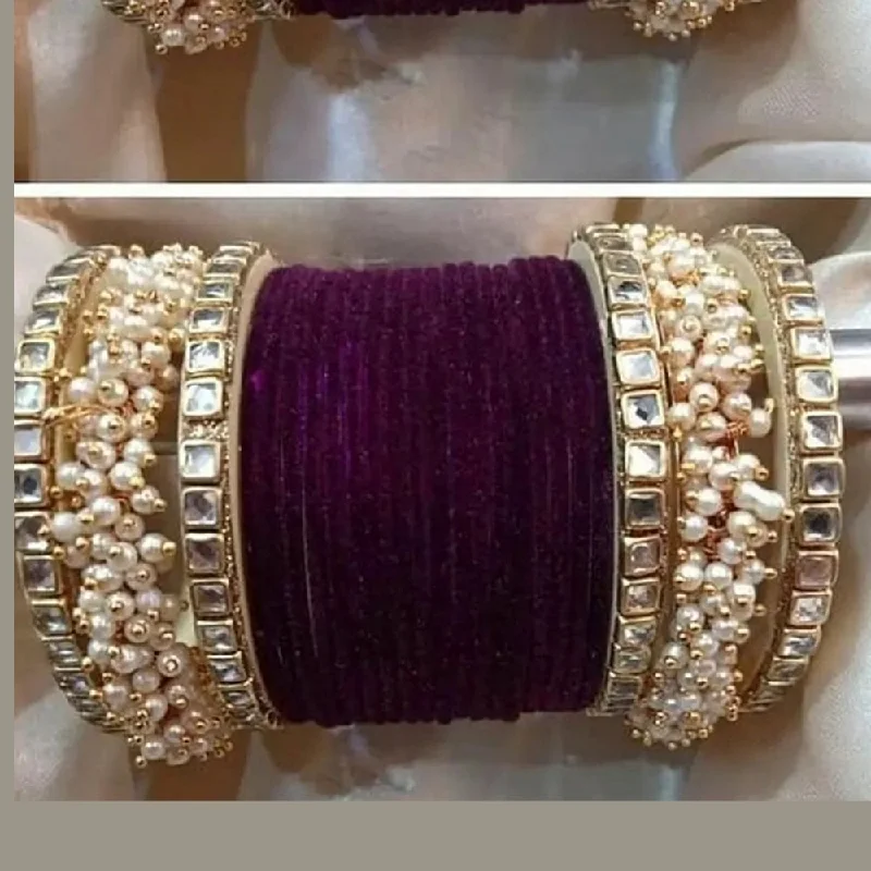 Luxury Jewelry Without The Luxury Price Tag Martina Jewels Pack Of 6 Traditional Gold Plated Thread & Polki Pearl Bangles Set - BG-117 Luxury Jewelry Without The Luxury Price Tag Martina Jewels Pack Of 6 Traditional Gold Plated Thread & Polki Pearl Bangles Set - BG-117