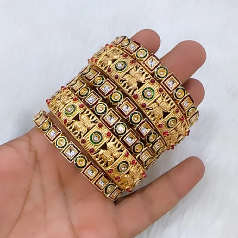 Chic, Trendy, And Affordable Jewelry Sale Pooja Bangles Gold Plated Kundan Stone And Meenakari Bangles Set Chic, Trendy, And Affordable Jewelry Sale Pooja Bangles Gold Plated Kundan Stone And Meenakari Bangles Set