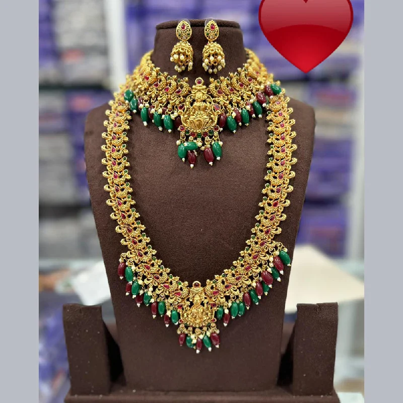 Discounted Jewelry For A Glamorous Look Pooja Bangles Gold Plated Temple Double Necklace Set Discounted Jewelry For A Glamorous Look Pooja Bangles Gold Plated Temple Double Necklace Set