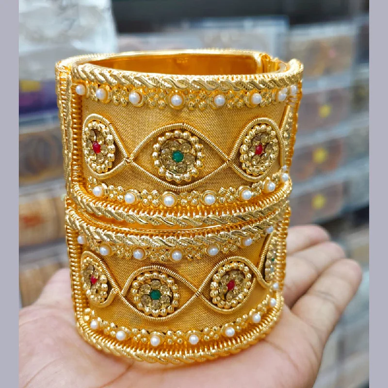 Adjustable Charm Bracelets For A Perfect Fit Pooja Bangles Pota Stone Gold Plated Openable Bangles Set Adjustable Charm Bracelets For A Perfect Fit Pooja Bangles Pota Stone Gold Plated Openable Bangles Set