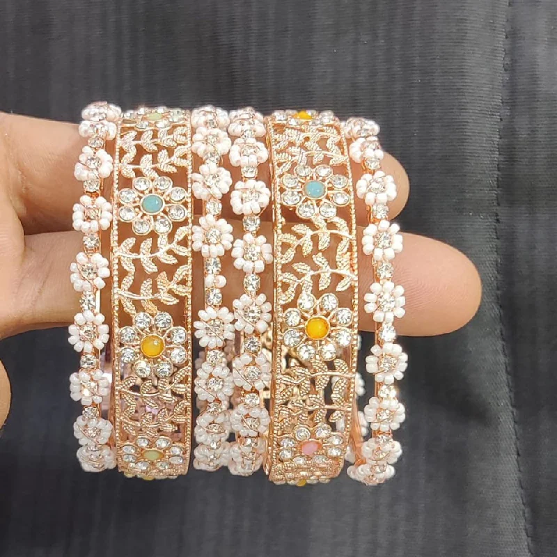 Flash Sale On Exquisite Jewelry – Don't Miss Out Pooja Bangles Rose Gold Plated Austrian  Stone Bangles Set