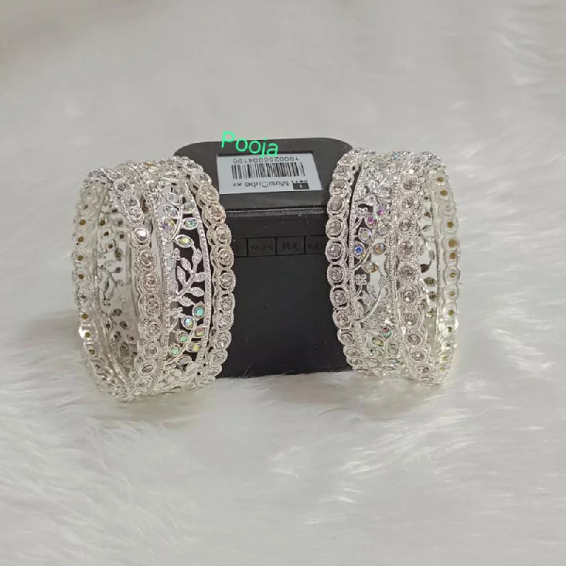 Buy More, Save More On Stunning Jewelry Pieces Pooja Bangles Silver Plated Austrian Stone Bangle Set Buy More, Save More On Stunning Jewelry Pieces Pooja Bangles Silver Plated Austrian Stone Bangle Set