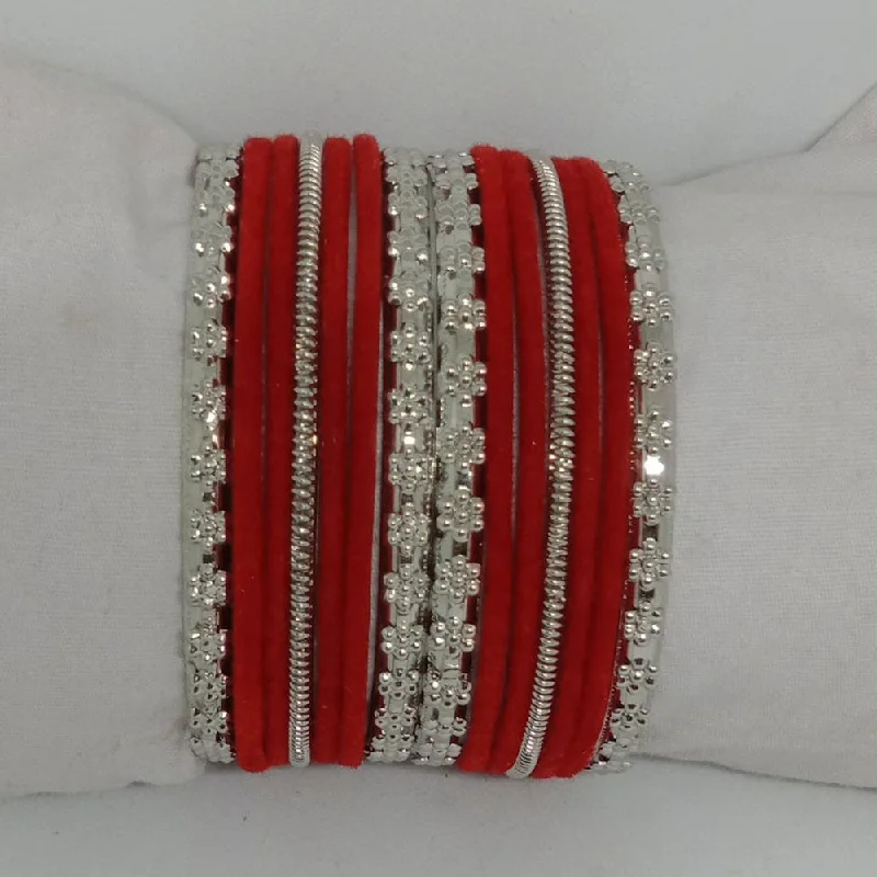 Delicate Crystal Jewelry For Sophisticated Charm Shree Asha Bangles 14 Pieces in single bangle and Pack Of 12 Red Color bangles Set Delicate Crystal Jewelry For Sophisticated Charm Shree Asha Bangles 14 Pieces in single bangle and Pack Of 12 Red Color bangles Set