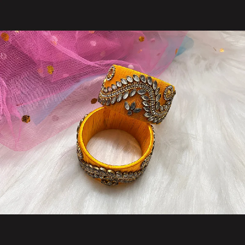 Limited-Time Offer On Premium Jewelry Collections Shringarstreet Gold Plated Crystal Stone Thread Bangle Set Limited-Time Offer On Premium Jewelry Collections Shringarstreet Gold Plated Crystal Stone Thread Bangle Set