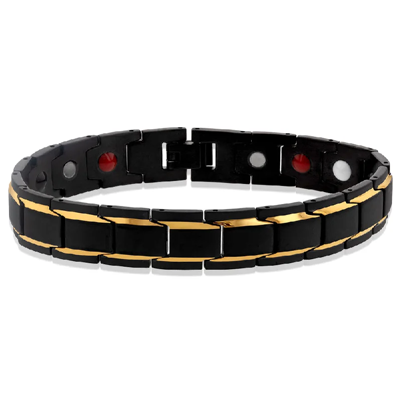 Dazzle With Discounts – Shop Jewelry On Sale Stainless Steel Magnetic Gold Stripe Black 21cm Bracelet Dazzle With Discounts – Shop Jewelry On Sale Stainless Steel Magnetic Gold Stripe Black 21cm Bracelet