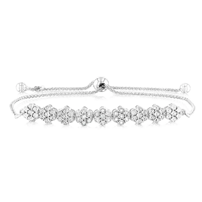 Stunning Jewelry At A Fraction Of The Price Sterling Silver Diamond Slider Bracelet with 21 Round Brilliant Cut Diamonds Stunning Jewelry At A Fraction Of The Price Sterling Silver Diamond Slider Bracelet with 21 Round Brilliant Cut Diamonds