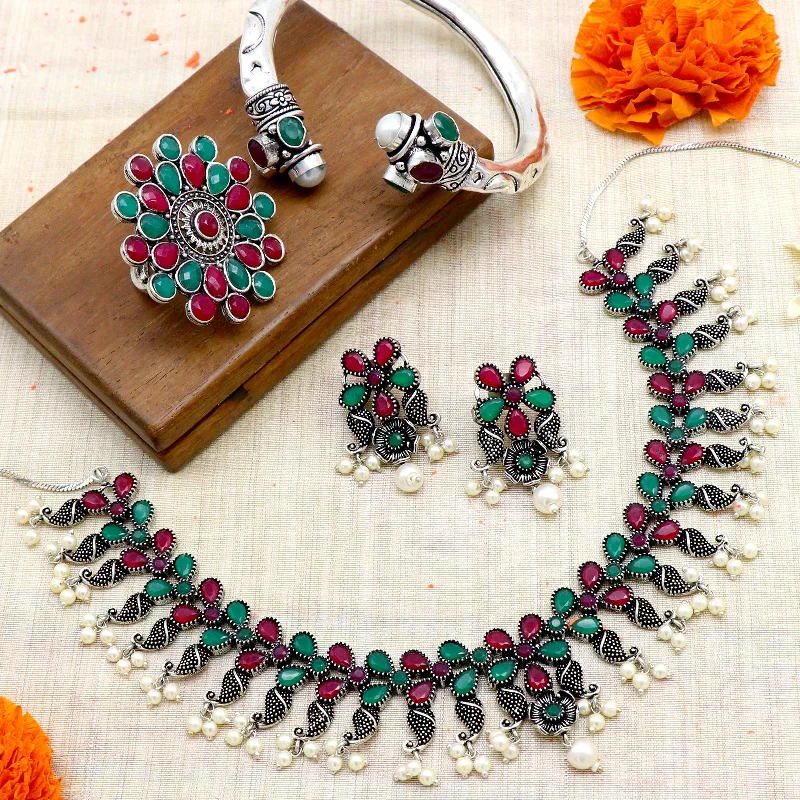 Special Sale On Handcrafted Jewelry – Shop Today Teejh Mrigna Multicolor stone oxidized silver jewellery gift set Special Sale On Handcrafted Jewelry – Shop Today Teejh Mrigna Multicolor stone oxidized silver jewellery gift set