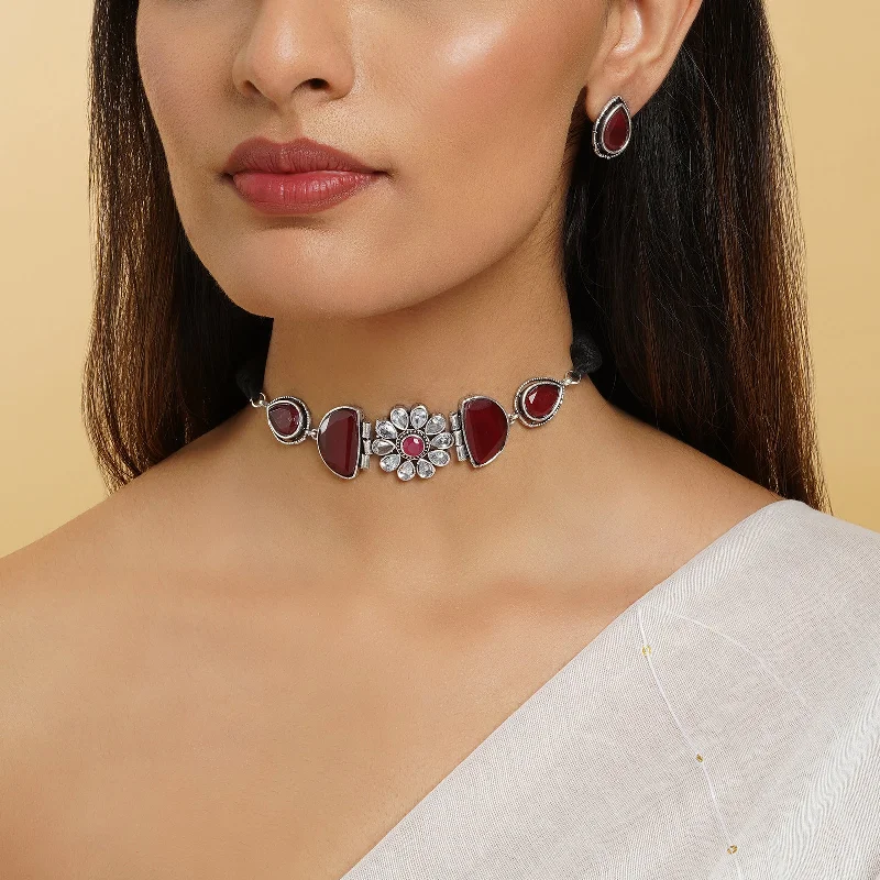 Exclusive Jewelry Offers – Sparkle For Less Teejh Silver and Red Medow Necklace Set Exclusive Jewelry Offers – Sparkle For Less Teejh Silver and Red Medow Necklace Set