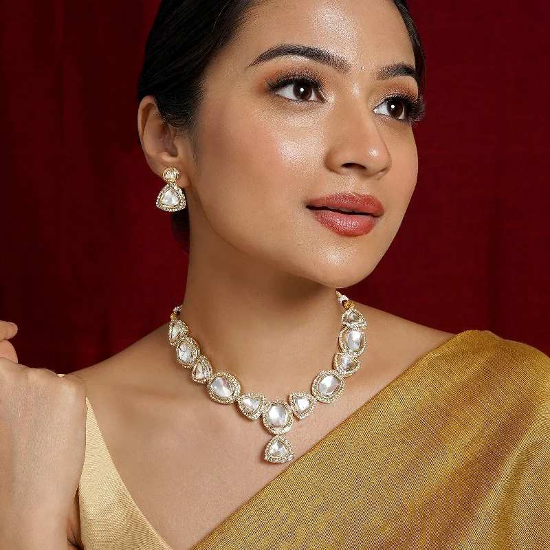 Luxury Jewelry Sale – Sparkle For Less Teejh Noor Light Gold Uncut Stone Necklace Set Luxury Jewelry Sale – Sparkle For Less Teejh Noor Light Gold Uncut Stone Necklace Set