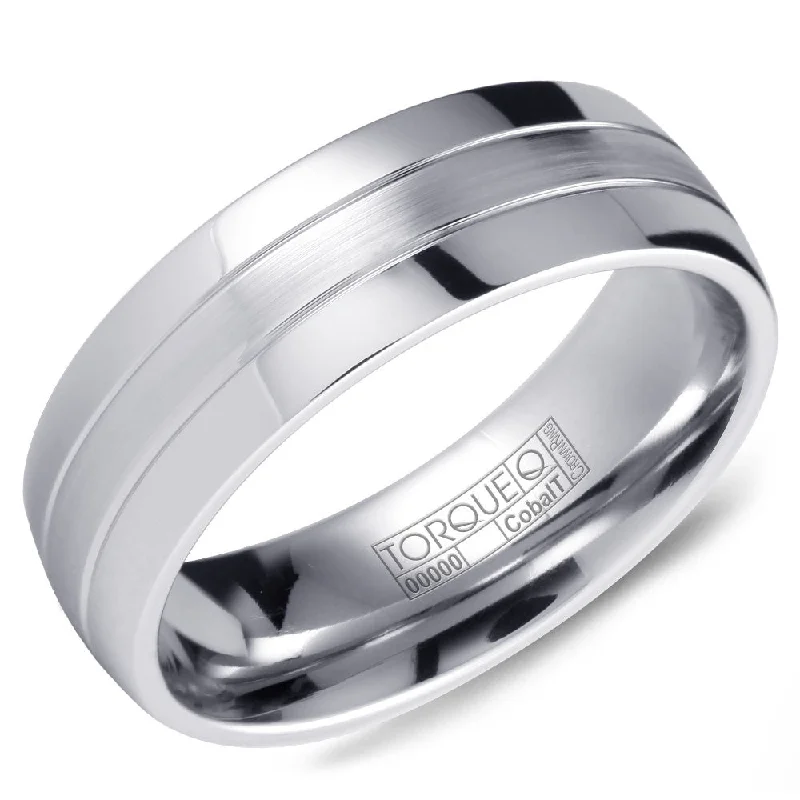 Clearance Sale On High-End Jewelry Collections Torque Cobalt Collection 7MM Wedding Band with Brushed Center CB-7132