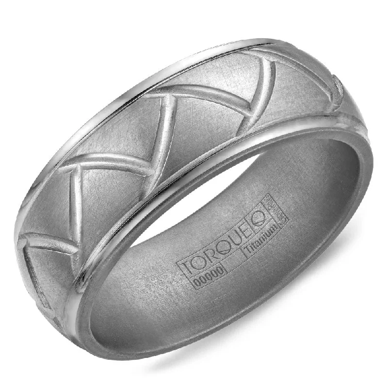 Exclusive Jewelry Sale – Shine For Less Torque Titanium Collection 8MM Wedding Band with Carved Design TI-0091-R10 Exclusive Jewelry Sale – Shine For Less Torque Titanium Collection 8MM Wedding Band with Carved Design TI-0091-R10