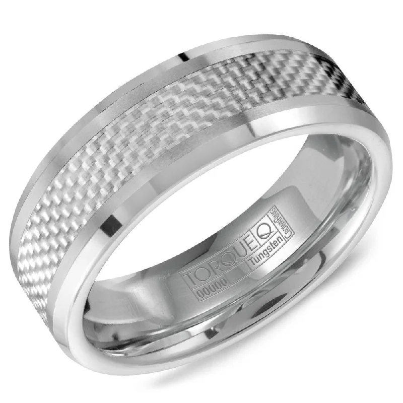 Affordable Luxury Jewelry For Every Occasion Torque Tungsten Collection 8MM Wedding Band with White Carbon Fiber TU-0036 Affordable Luxury Jewelry For Every Occasion Torque Tungsten Collection 8MM Wedding Band with White Carbon Fiber TU-0036